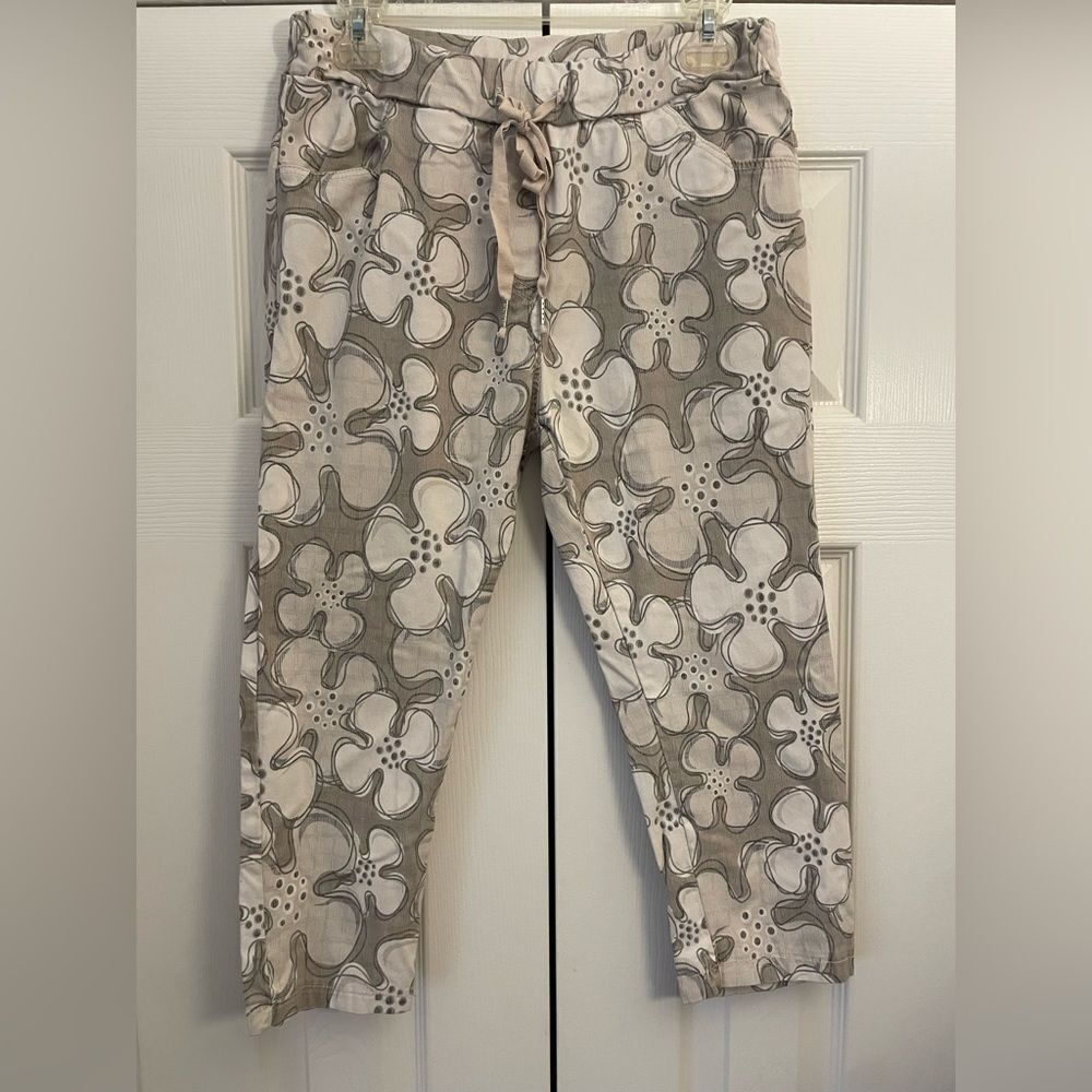 Glory Milano Floral Cropped Pants Made in Italy Size Medium